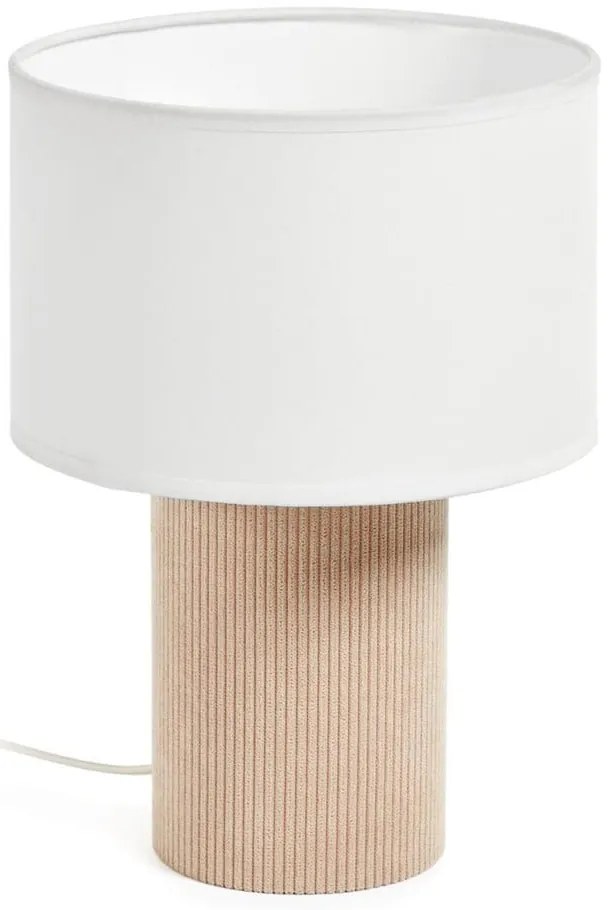 Biała/beżowa lampa stołowa z tekstylnym kloszem (wysokość 29 cm) Bianella – Kave Home