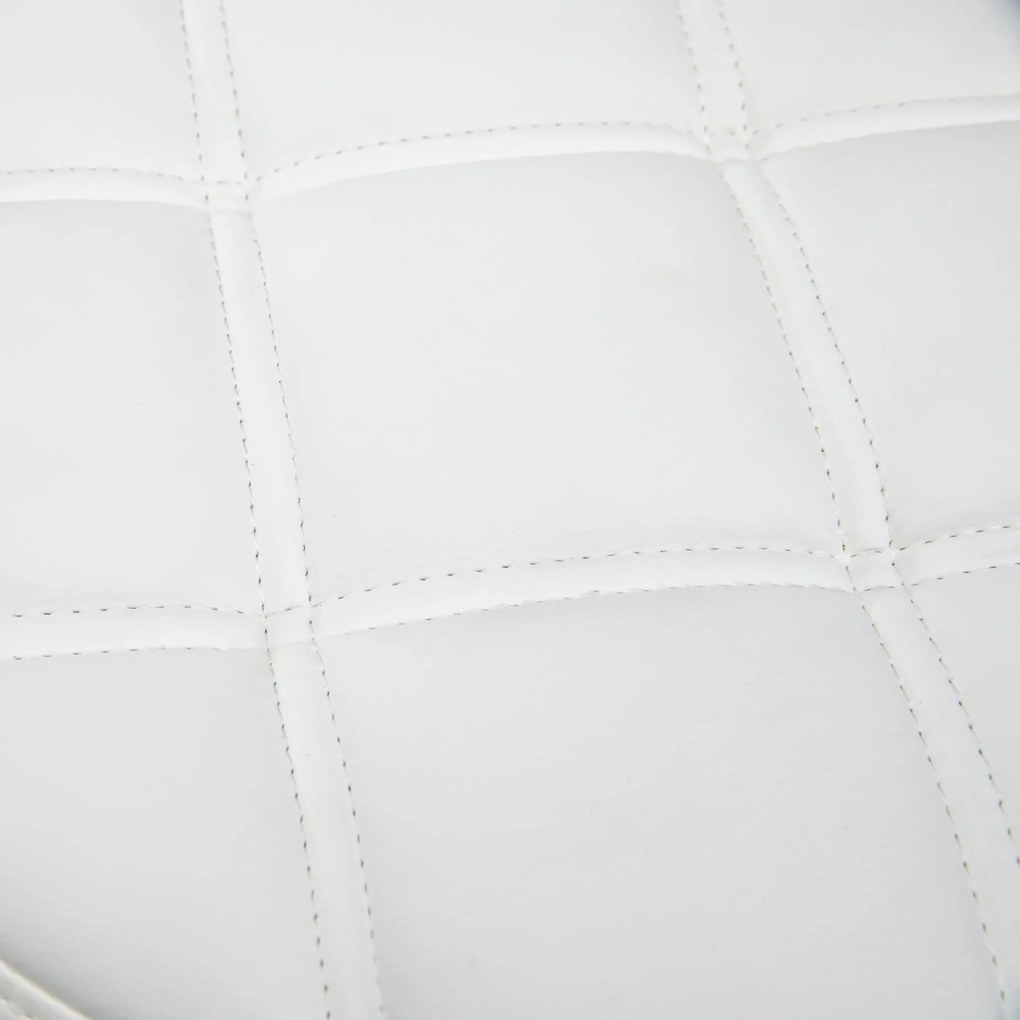 HOMCOM Stołek obrotowy, Stołek salonowy, regulowany, sztuczna skóra, pikowany wzór, Ø35,5 x 48-63 cm, Biały/Srebrny