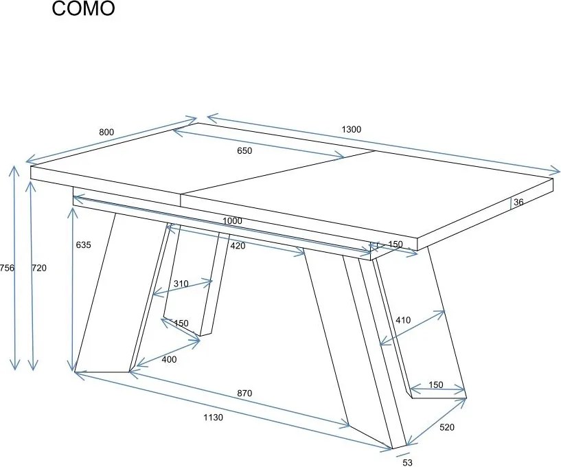 Stół Como rozkładany od 130 do 210 cm kaszmir