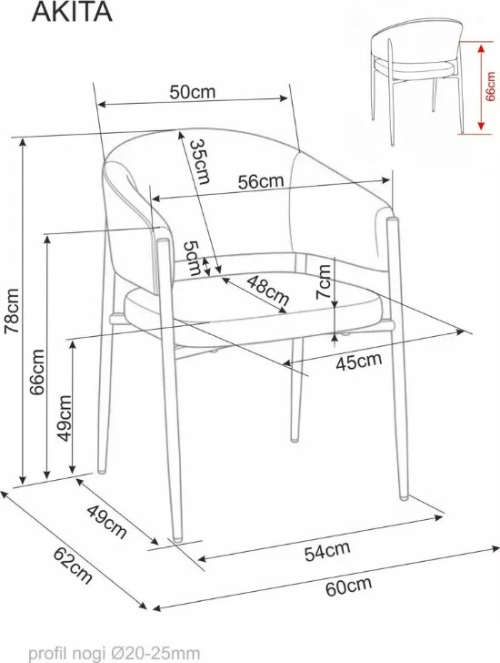 Krzesło do jadalni AKITA z czarnymi nogami, szare