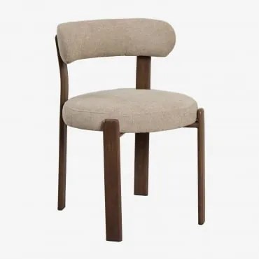 Zestaw 4 Tapicerowanych Krzeseł Jadalnianych Z Żelaza Jolie Brązowy Ciemny Drewno & Brązowa Szenila Pszeniczna - Sklum