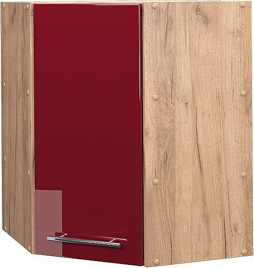 Szafka wisząca narożna bordowa czerwień wysoki połysk 57x34.1x72 fame-line