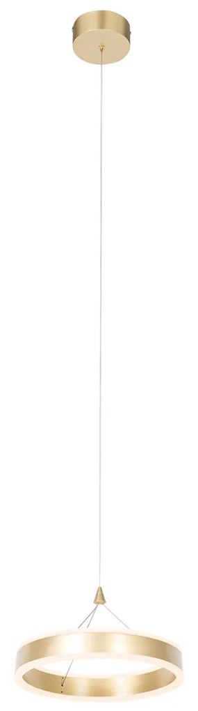 Lampa wisząca mosiężna 30 cm z LED 3-stopniowy ściemniacz - LyaniDesignerski Oswietlenie wewnetrzne