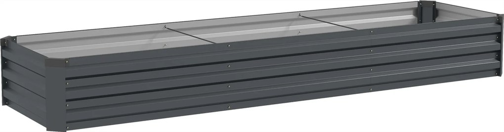 Outsunny Podwyższona grządka, grządka ogrodowa, grządka ziołowa, odporna na warunki atmosferyczne, otwarty spód, 240 x 60 x 30 cm, ciemnoszary | Aosom PL