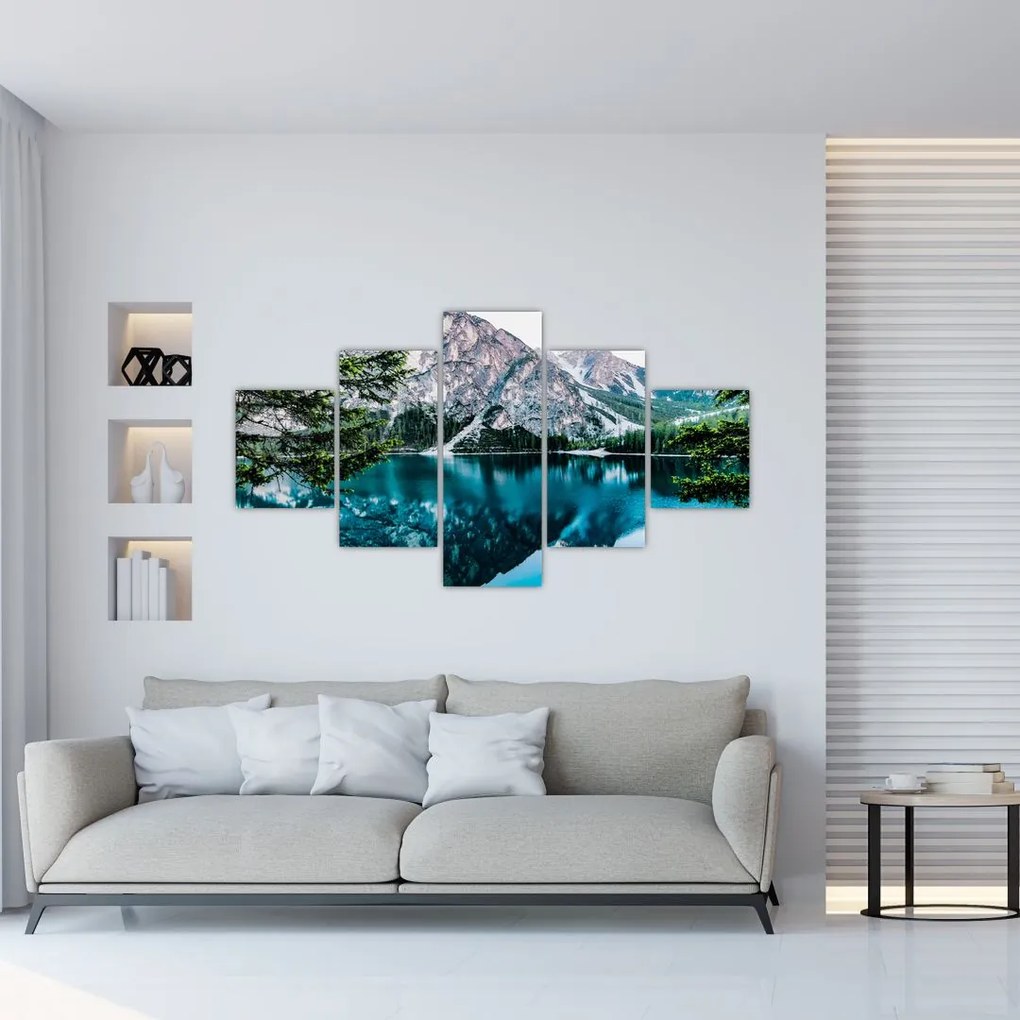 Obraz jeziora w Alpach (125x70 cm)