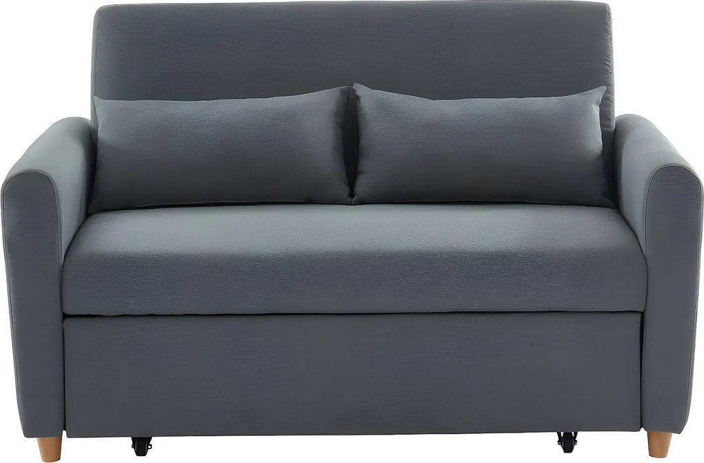 Kanapa 2-osobowa AYLA, z tkaniny, rozkładana – kolor szary