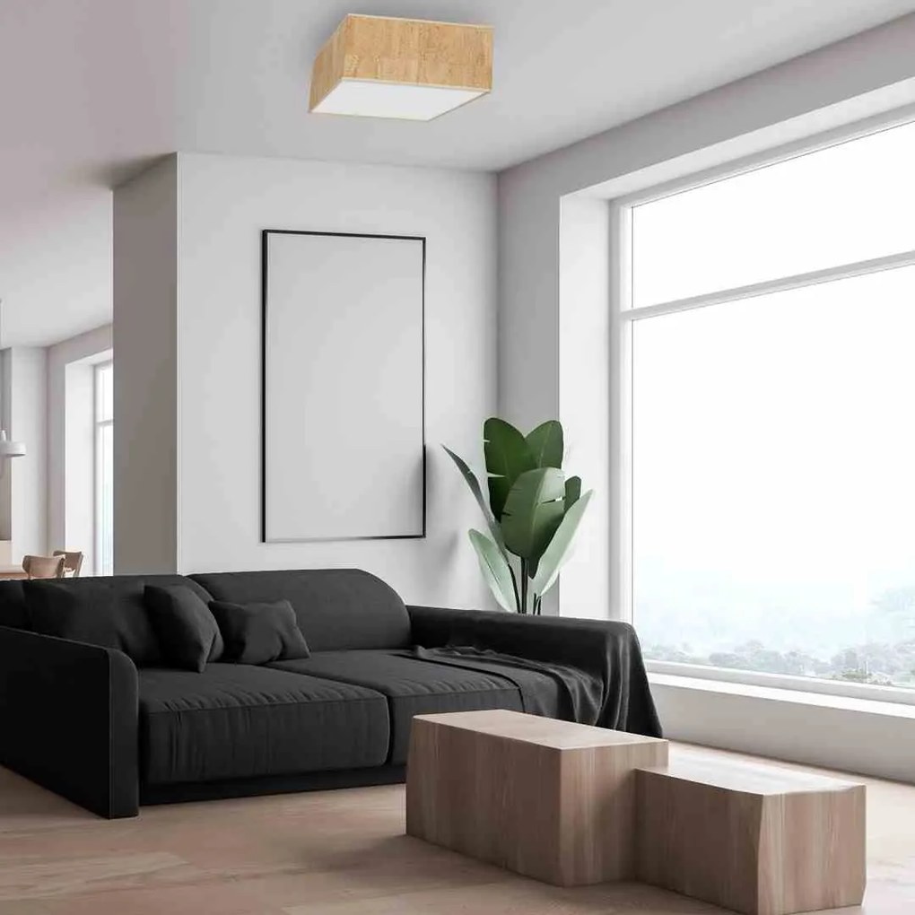 Lampa sufitowa, kwadratowa, korek, biała CORK White/Cork 2xE27