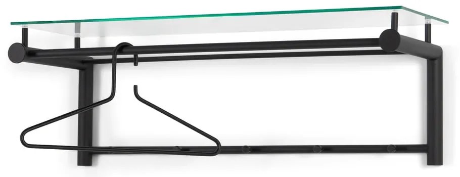 Czarny metalowy wieszak ścienny z półką Suza – Spinder Design