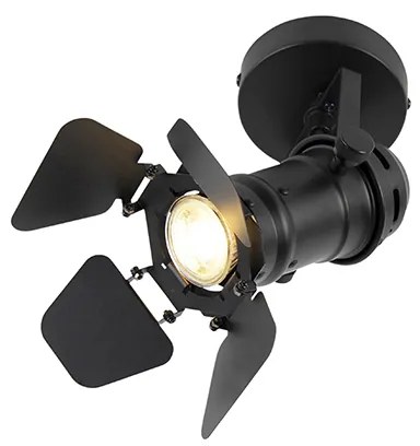 Industrialny reflektor studyjny czarny GU10 z klapkami - Movie