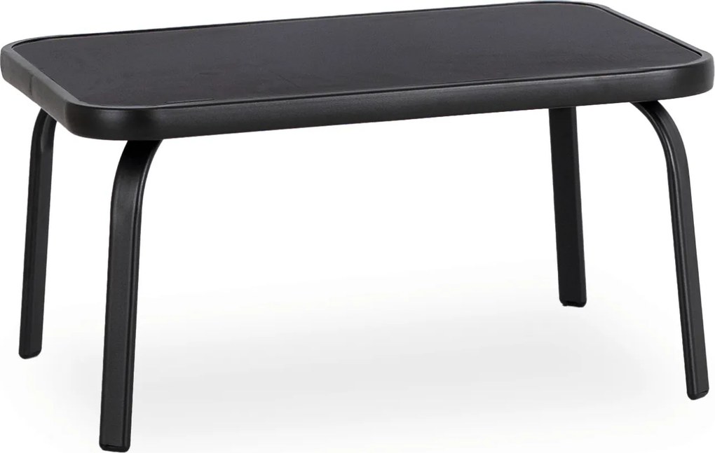 Zestaw Mebli Ogrodowych MINNESOTA Czarny Ławka Krzesła Stolik Tarasowy Siatka Nowoczesny