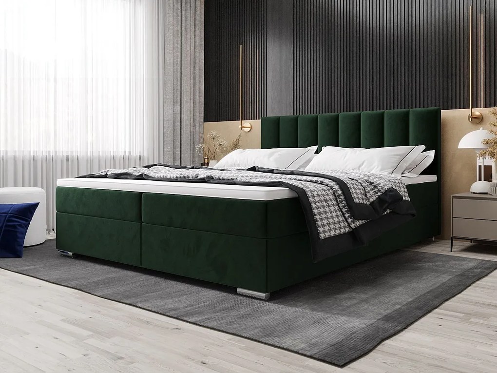 BEDANTE Łóżko kontynentalne ZILANO2 140x200 Itaka 10 Ciemnozielony