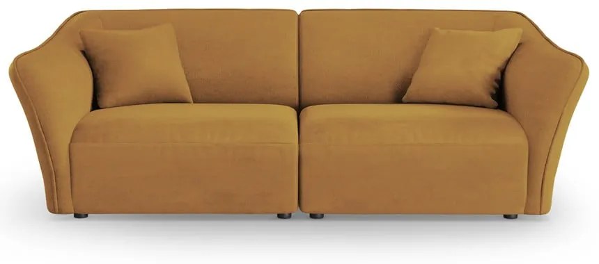 Musztardowa sofa z materiału bouclé 206 cm Tokyo – Cosmopolitan Design