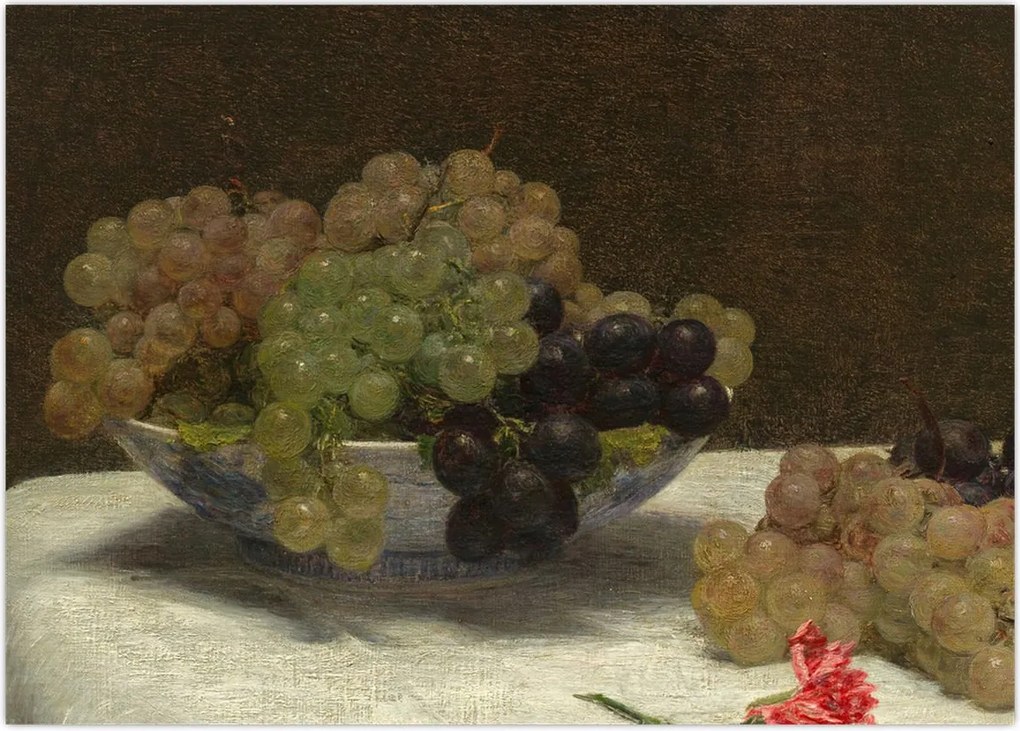 Obraz na szkle - Henri Fantin-Latour, Still Life with Grapes and a Carnation, reprodukcje (70x50 cm)