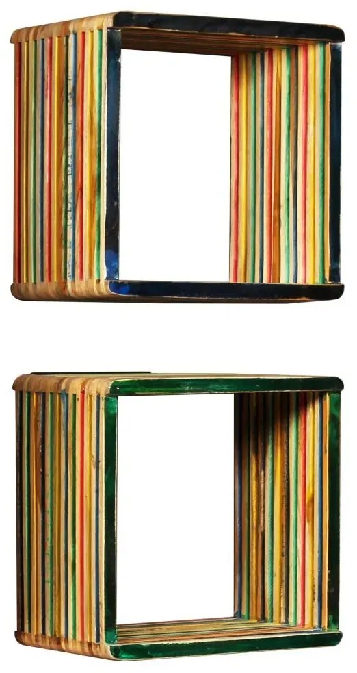 Zestaw modułowych półek ściennych z drewna odzyskanego Z5-Z01