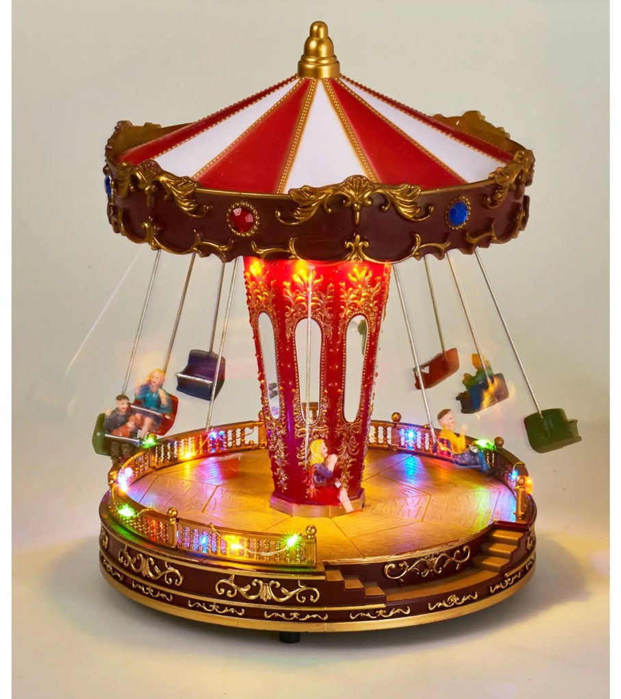 Świąteczna karuzela LED z muzyką i ruchomymi figurkami, 21 x 27 cm