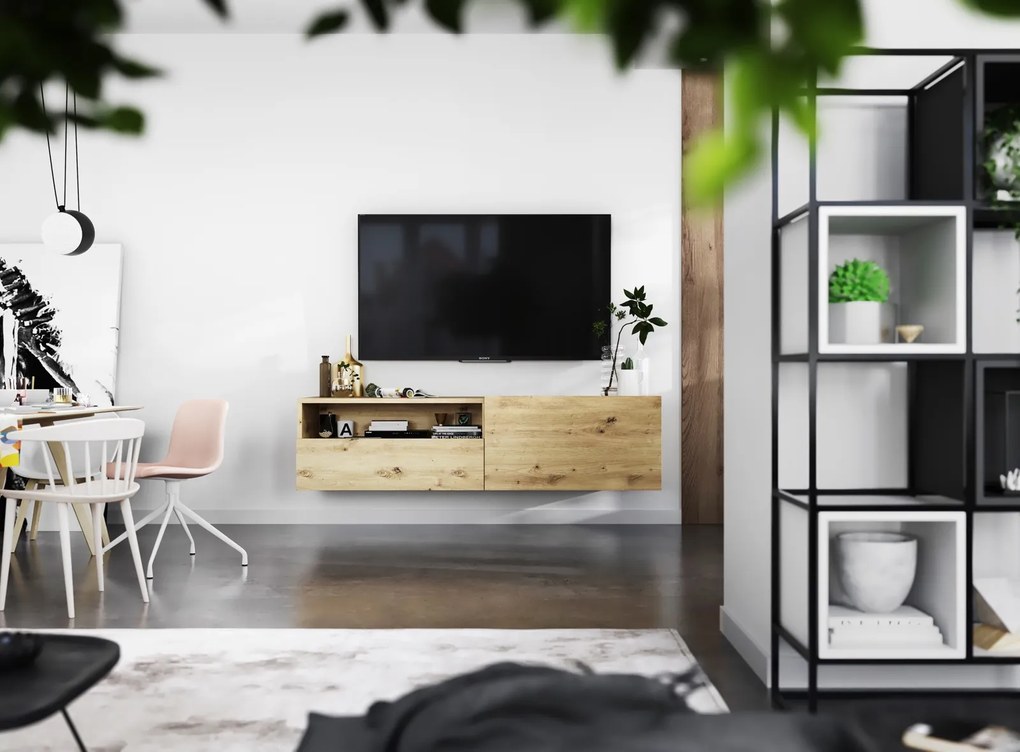 Ścienna szafka RTV z półką i szufladą Enjoy dąb artisan