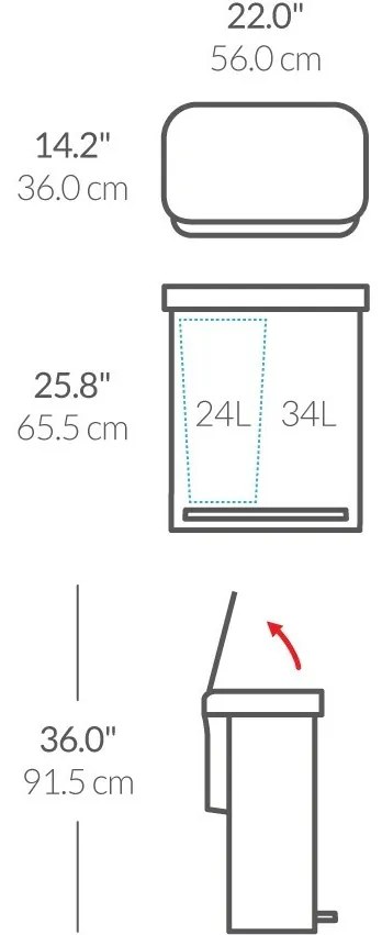 Simplehuman Kosz na śmieci z pedałem do segregacjiodpadów 58 l, biały