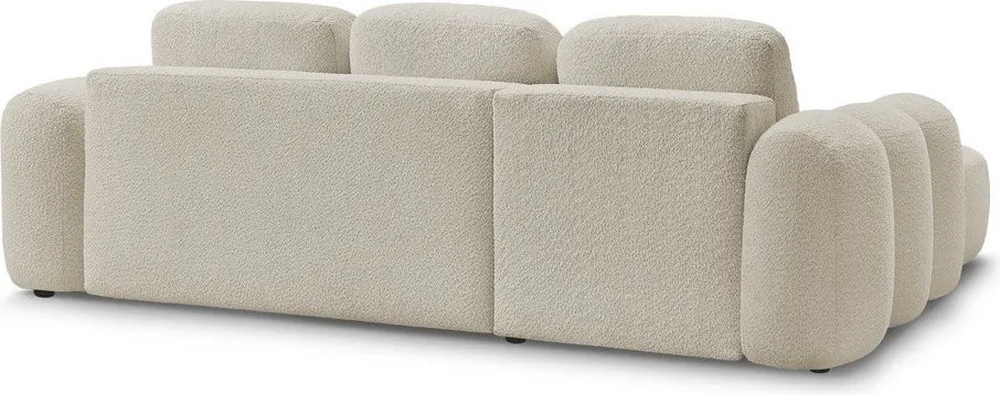 Beżowy rozkładany/ze schowkiem narożnik z materiału bouclé (lewostronny/z szezlongiem) Montaigne – Bobochic Paris