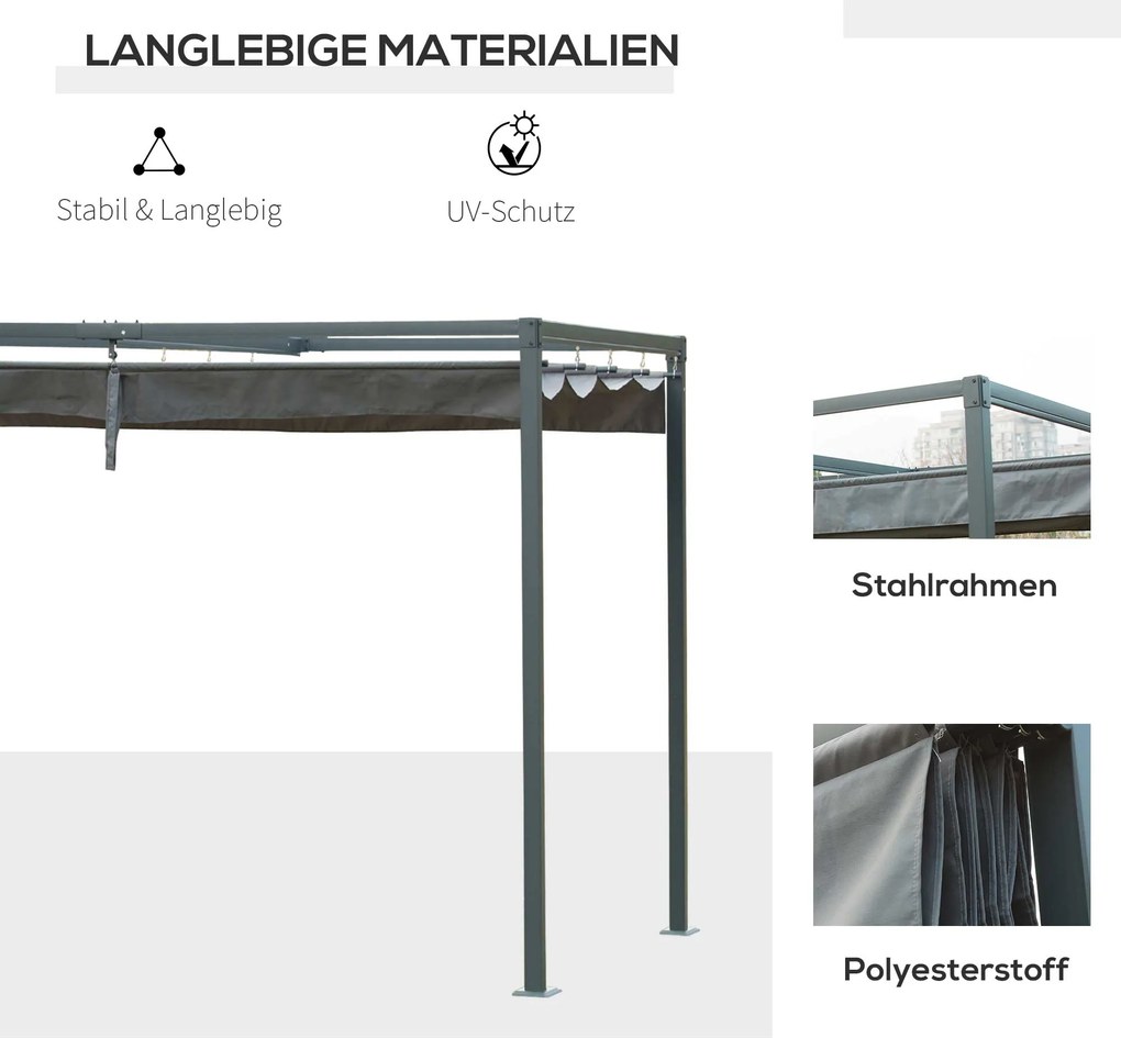 Nowoczesna Pergola Metalowa 3x2m z Dachem Przeciwsłonecznym - Pergola Szara 298x213cm, Idealna Ochrona dla Ogrodu i Tarasu | Aosom PL