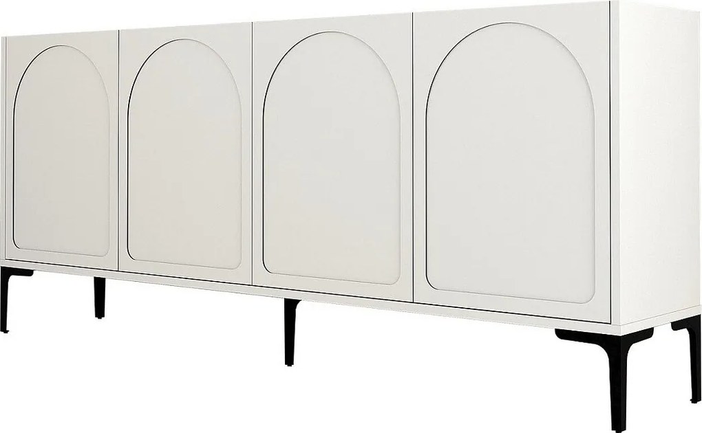 Komoda – 180 x 79 x 35 cm – Kremowo-czarna – Płyta wiórowa