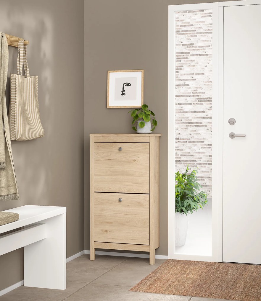 Wąska szafka na buty Madrid z 2 półkami, jackson hickory