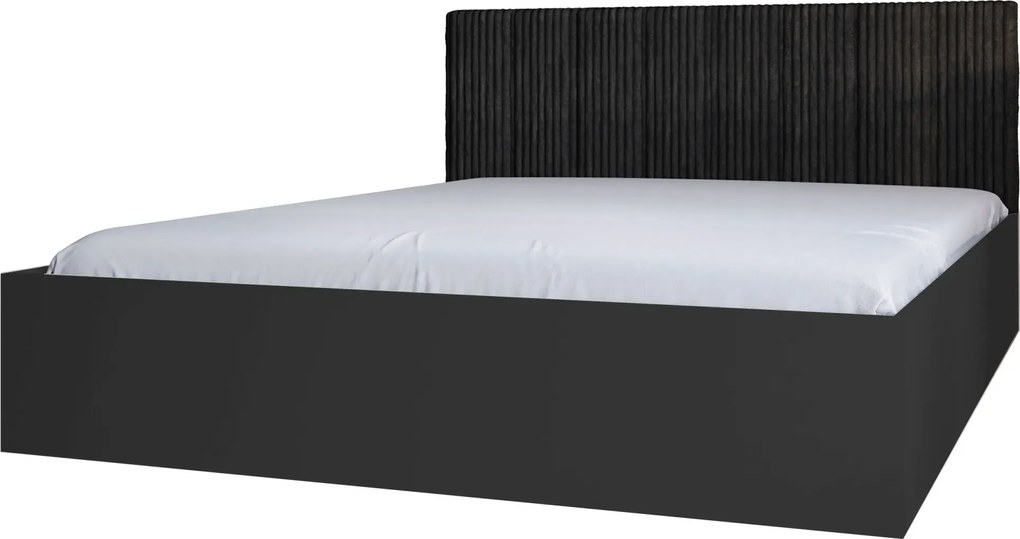 Czarne łóżko z tapicerowanym zagłówkiem do sypialni 160x200 G6-P69