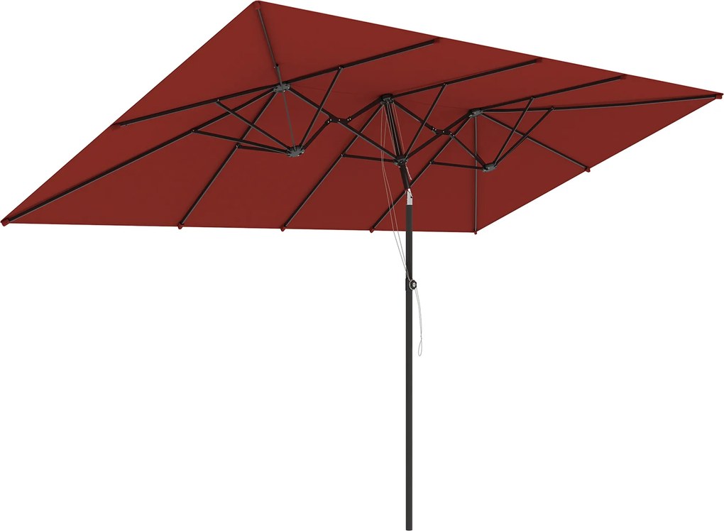 Outsunny Duży parasol przeciwsłoneczny, regulowana wysokość, nachylany, 150x295x170-214 cm, bordowy | Aosom PL