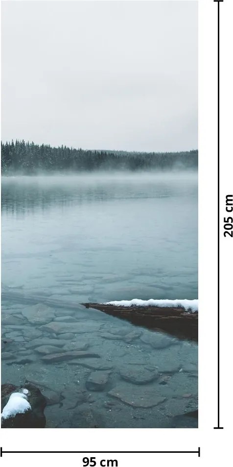Fototapeta na drzwi - Lodowe nordyckie jezioro (95x205cm)