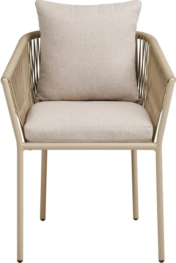 Beżowe metalowe tapicerowane krzesło ogrodowe Salerno – House Nordic