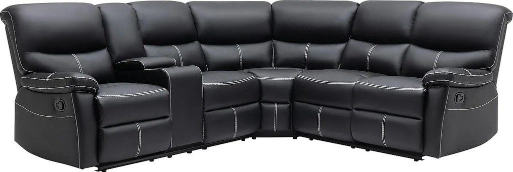 Kanapa narożna z funkcją relax z imitacji skóry w kolorze czarnym CANBY