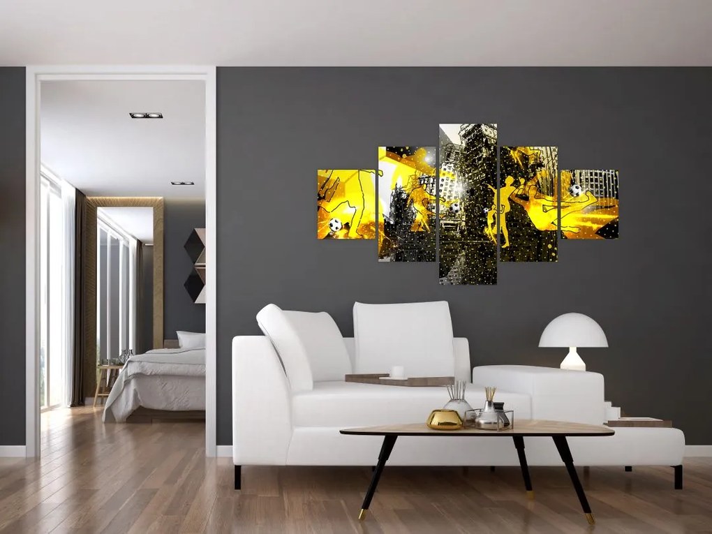 Obraz - Piłka nożna w wielkim mieście (125x70 cm)