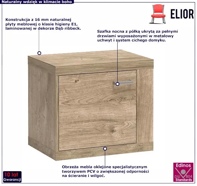 Szafka nocna dąb ribbeck - Leticia 19X
