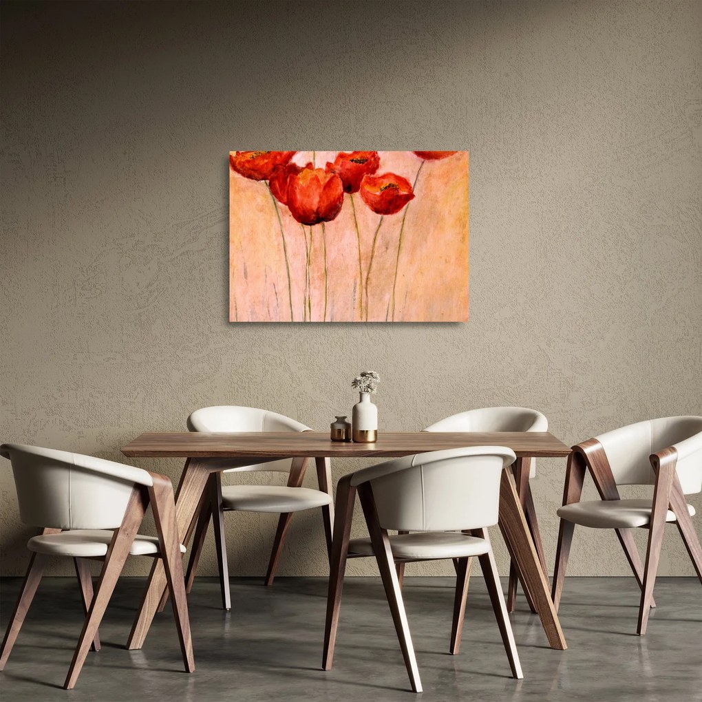 Obraz na szkle - Czerwone tulipany (70x50 cm)