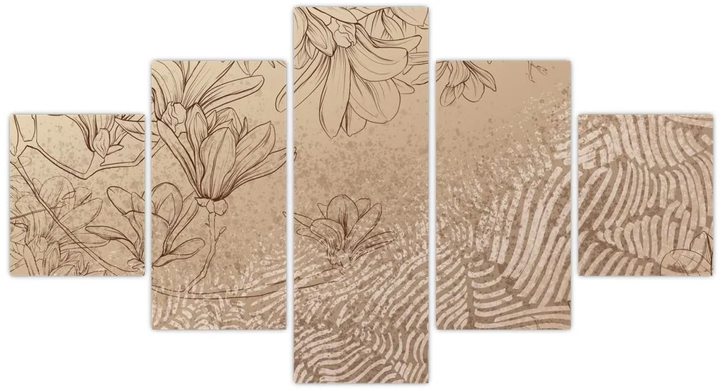 Obraz - Rysowane kwiaty (125x70 cm)