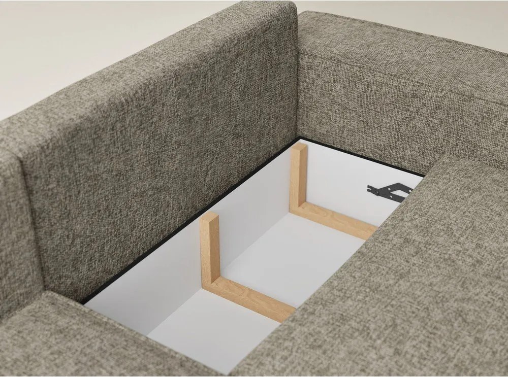 Brązowy rozkładany/ze schowkiem narożnik z tkaniny szenilowej (lewostronny/w kształcie litery L) Tonga – Maison de Rêve