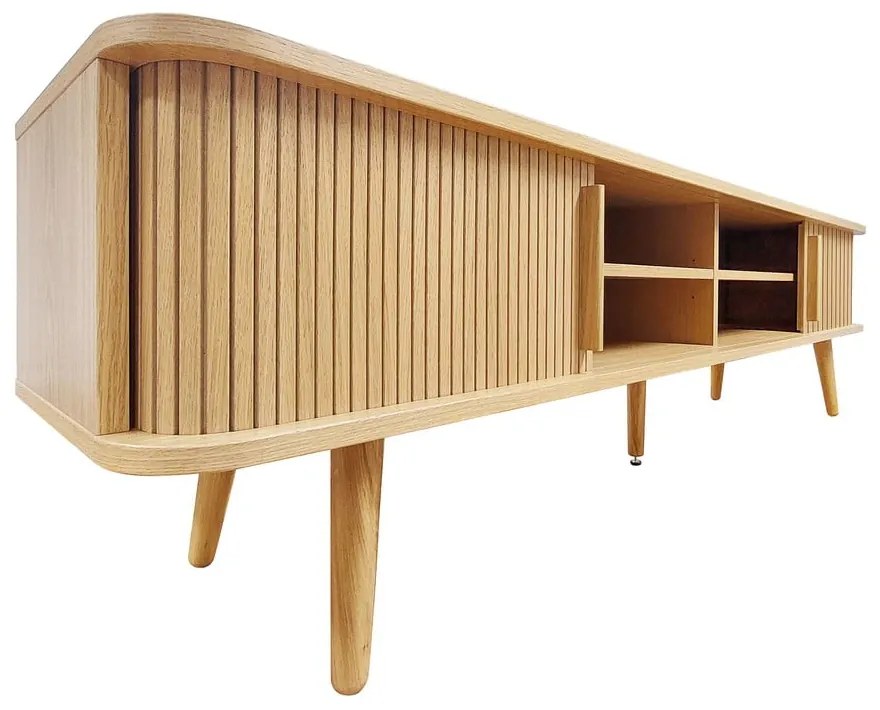Szafka pod TV w dekorze dębu w naturalnym kolorze 178x50x40 cm Rove – Woodman