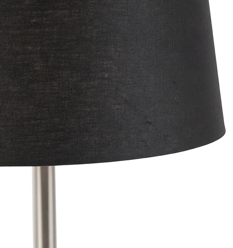 Nowoczesna lampa stołowa ze stali z czarnym kloszem 35 cm - Simplo Nowoczesny Oswietlenie wewnetrzne