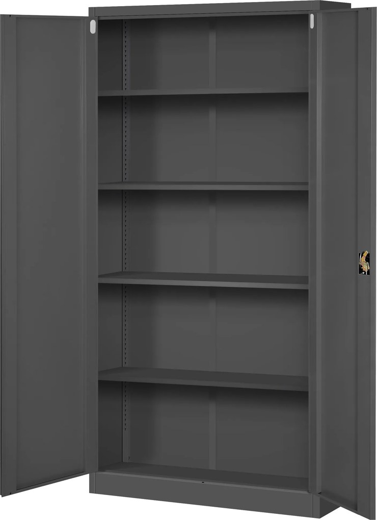 Zestaw 4x szafa biurowa metalowa na akta antracytowa, 900x1850x400 mm: JAN