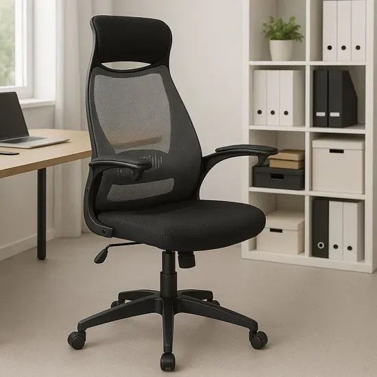 Ergonomiczny fotel obrotowy do biurka popiel + czarny - Parso
