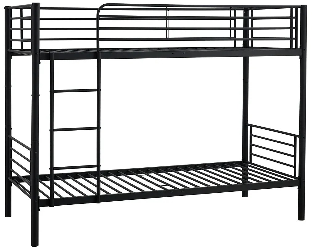 Czarne metalowe łóżko piętrowe młodzieżowe 90x200 D2-D21