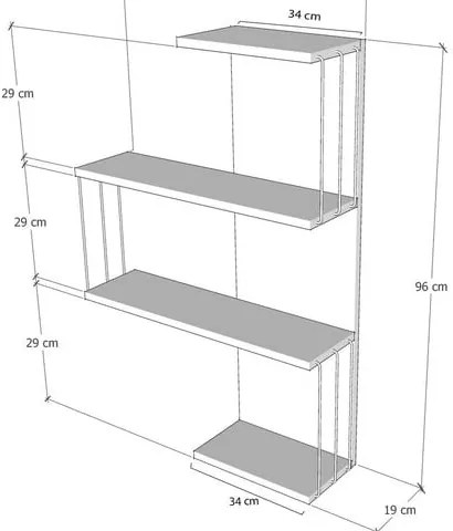 Biało-naturalna wielopoziomowa półka w dekorze sosny 64 cm Cambel – Kalune Design