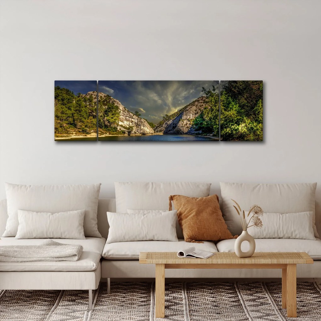 Obraz krajobrazu z jeziorem (170x50 cm)