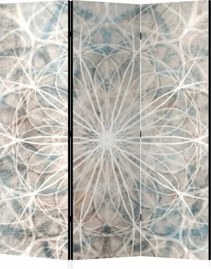 Parawan pokojowy 3-częściowy 135x172 Dwustronny dekoracyjny boho industrialny Szary Mandala Betonowa Rozeta
