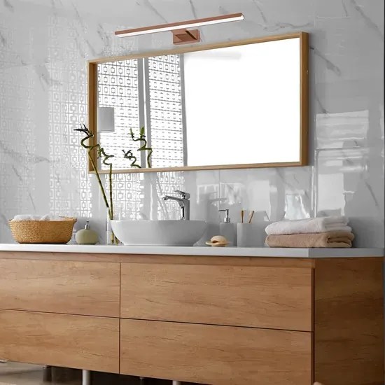 Podłużny kinkiet łazienkowy złoty 13,8W 60x11,5x4 cmH1-L79