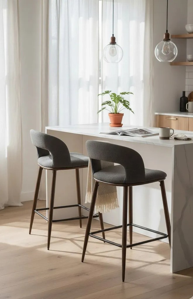 Welwetowy popielaty hoker z oparciem K7-S43