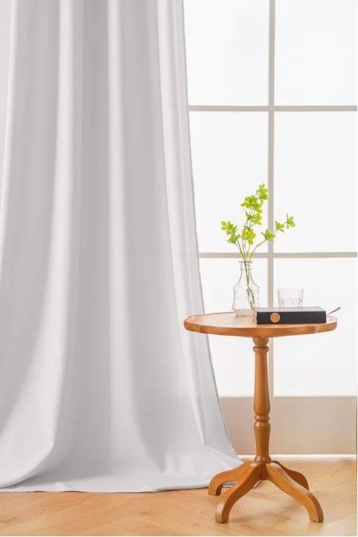 Zasłona OXFORD LIGHT 140x250 cm, biała Zawieszanie: Taśma z wiązaniami