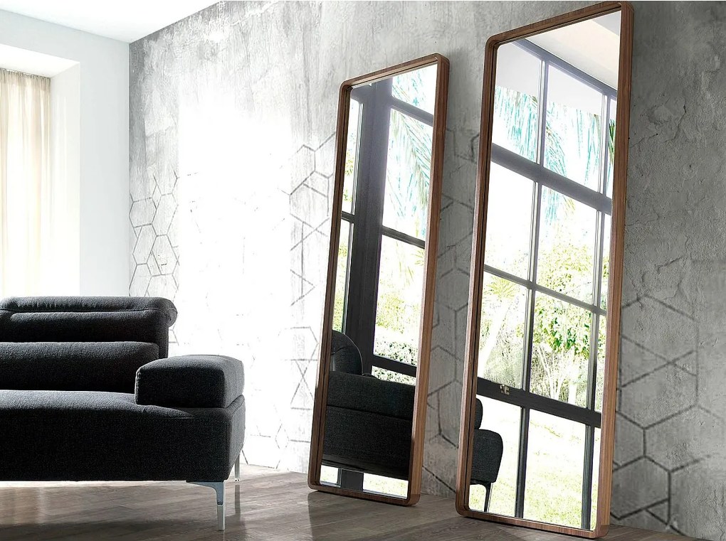 Prostokątne lustro ścienne z orzecha włoskiego 3036 ANGEL CERDA