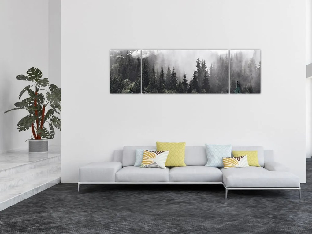Obraz - Las z ilustrowanymi elementami (170x50 cm)