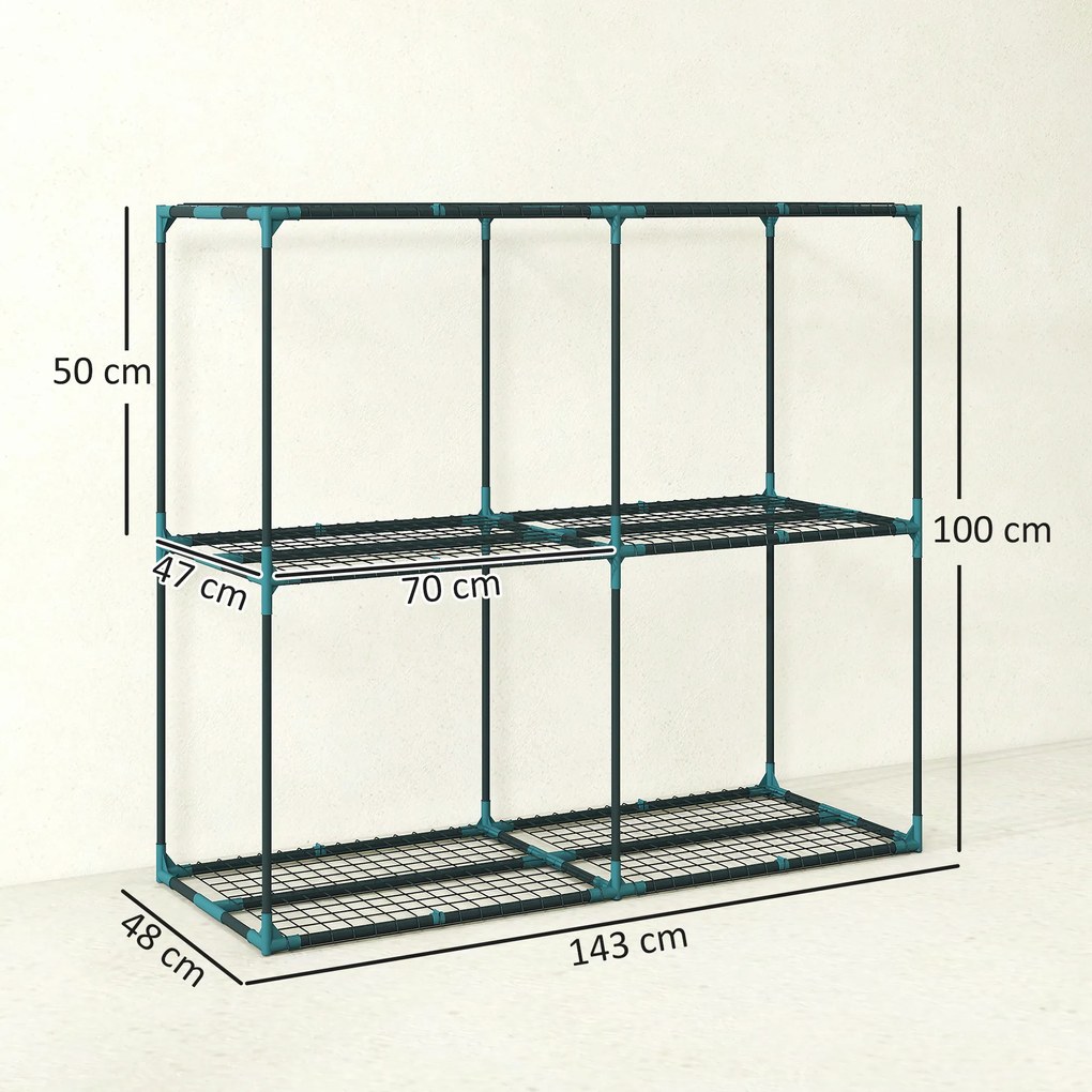 Outsunny 3-poziomowy stojak na rośliny, wys. 100 cm, stojak na kwiaty z półkami, wielopoziomowy stal Ciemnozielony | Aosom PL