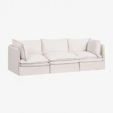Sofa Modułowy 3-częściowy Z Lnu I Bawełny Grace Tkaniny Distressed White - Sklum